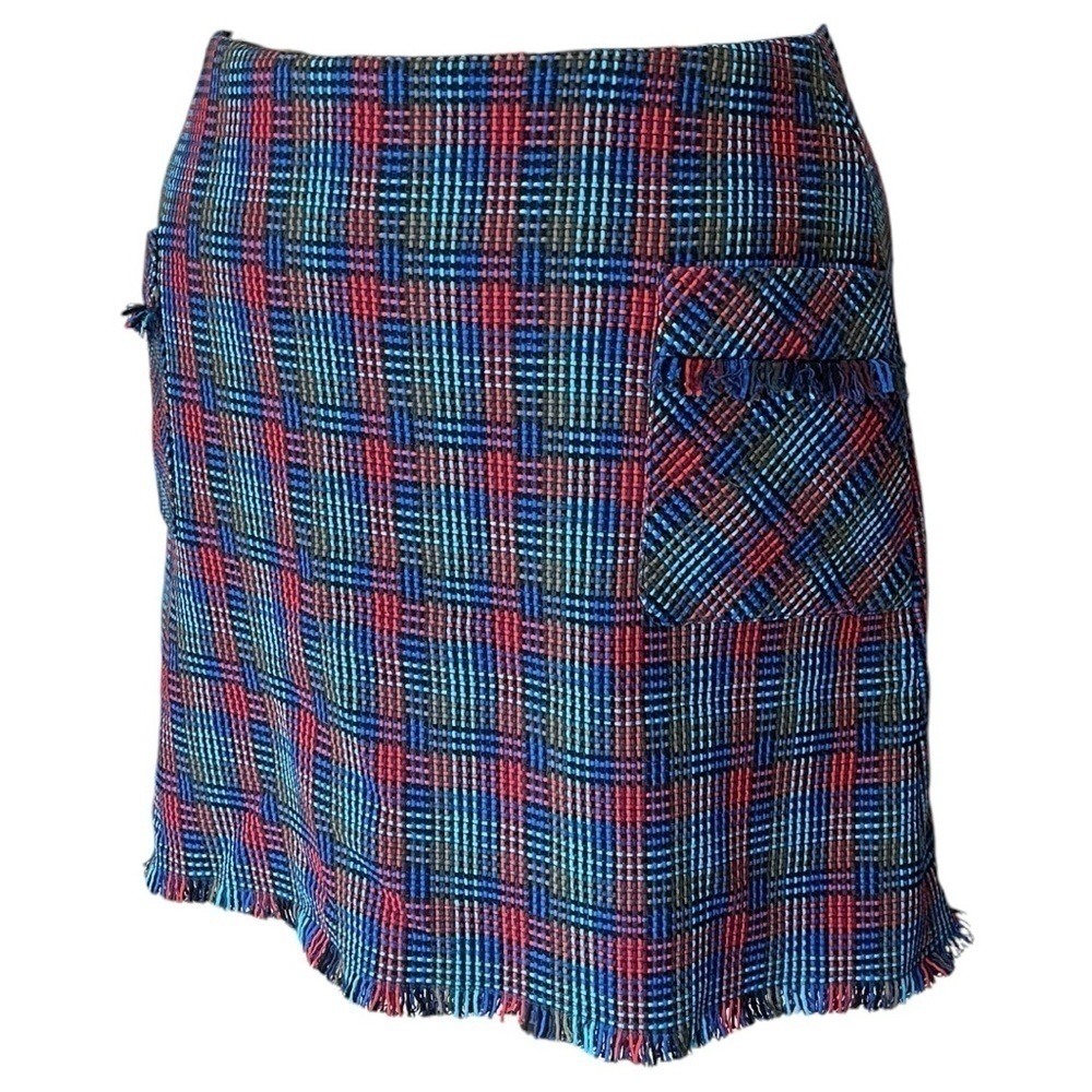 Boden Preppy Plaid A-line Skirt with Fringe